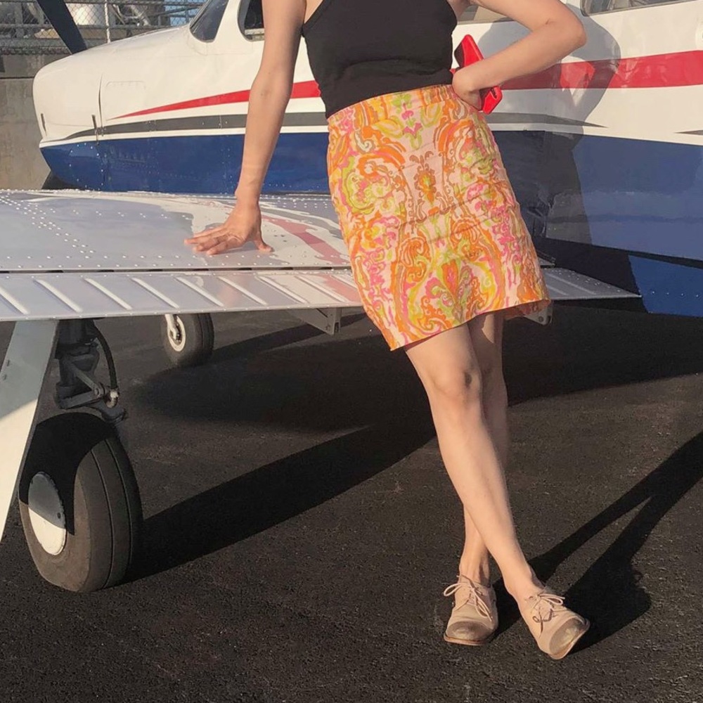 J.Crew Psychedelic 100% linen skirt Vibrant Printed Linen Skirt 0